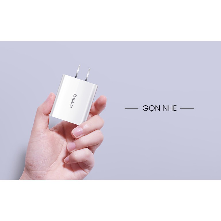 Củ sạc nhanh 2 cổng Baseus Speed Mini Dual U Charger 5V/2A hỗ trợ sạc iphone,samsung,xiaomi...