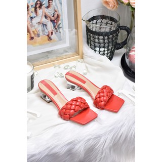 Guốc cao gót Merly 1273 đen đỏ trắng