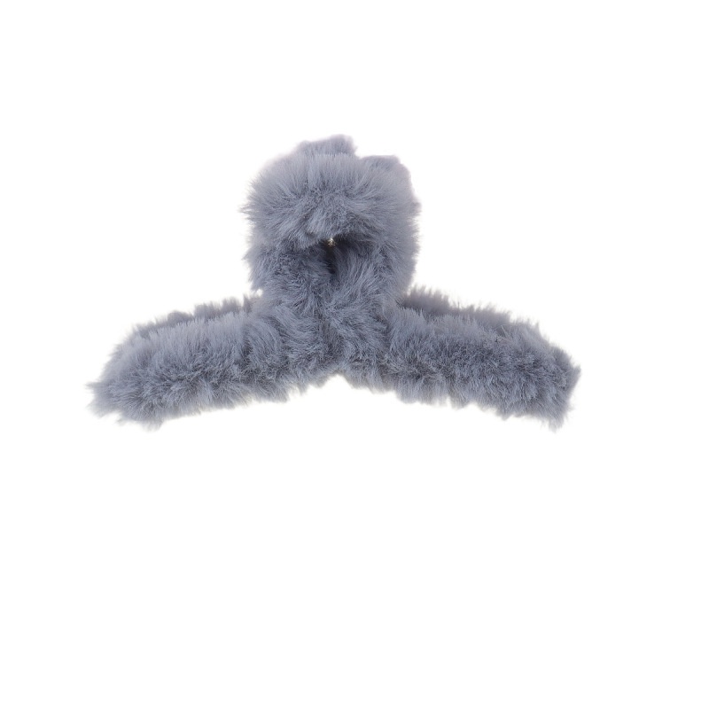 Kẹp tóc hình cá mập bằng nhựa phủ lông màu trơn đơn giản retro mùa thu đông