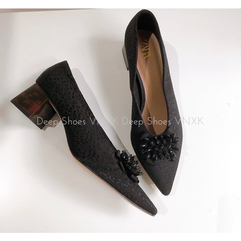 Giày cao gót da vằn hoa đá Zara 675