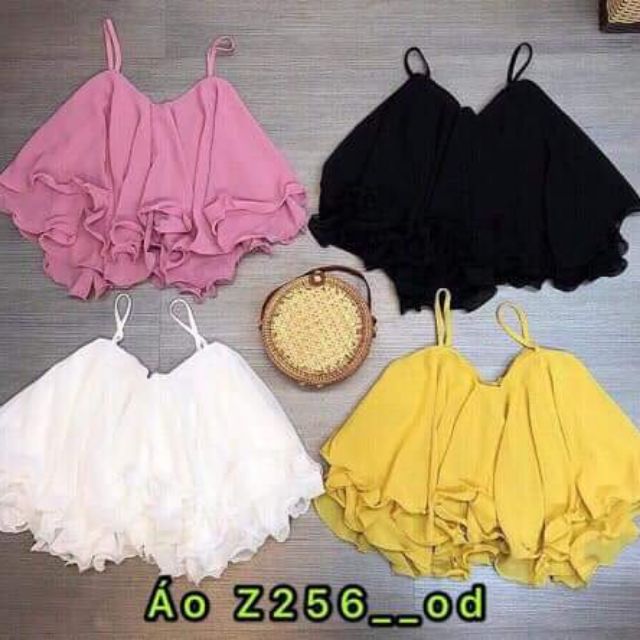 Áo 2 dây bèo nhún tầng ulzzang