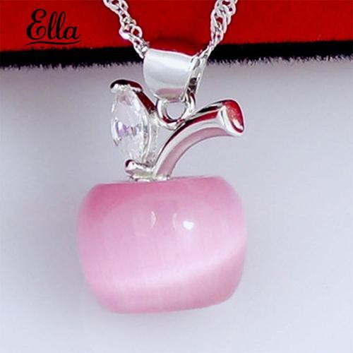 Ellastore Girl Apple Shape Faux Opal Zirconia Silver Plated Pendant for Necklace