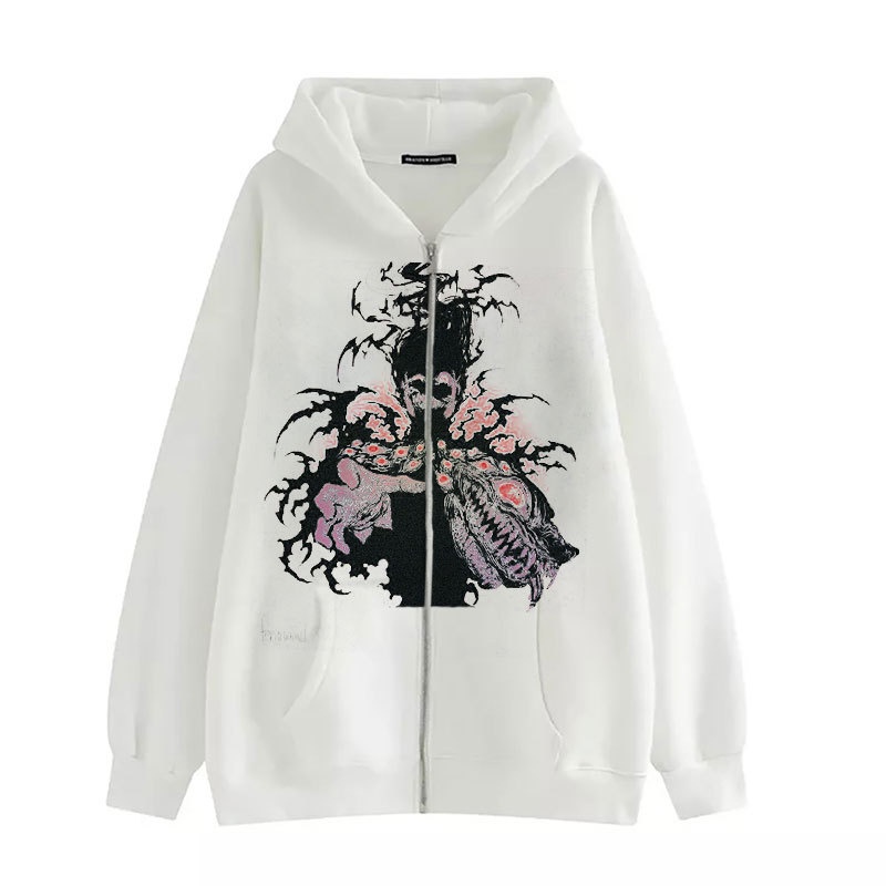 Áo Hoodie Có Khóa Kéo In Hình Hoạt Hình Phong Cách Retro Thời Trang Mùa Đông Dành Cho Nữ