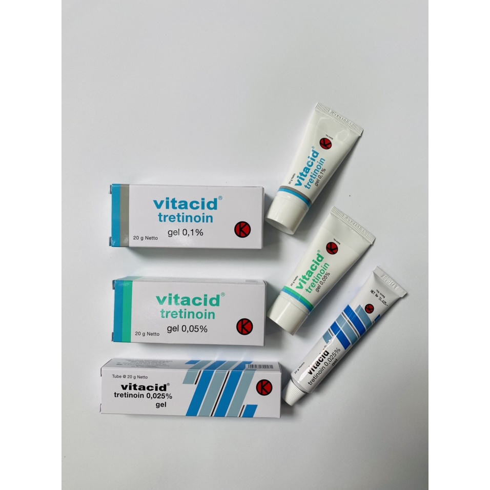 Tretinoin Vitacid Gel 0.025% - 0.05% - 0.1% - kem hỗ trợ giảm mụn, chống lão hóa