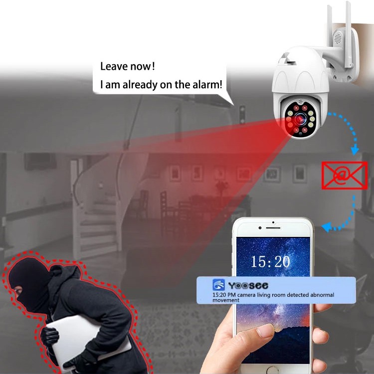 Camera IP Ngoài trời Yoosee PTZ 2 Râu FullHD 1080P 6 LED trợ sáng, 4 LED hồng ngoại, đàm thoại 2 chiều, hỗ trợ xoay 360 | BigBuy360 - bigbuy360.vn