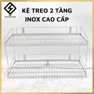 Kệ treo 2 tầng INOX đặc cao cấp 100% (đủ size) có sóng đĩa, kệ bếp đựng tô, chén, bát, đĩa tiện lợi, có móc treo