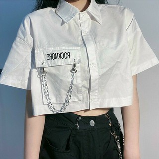 Áo sơ mi croptop DÂY XÍCH