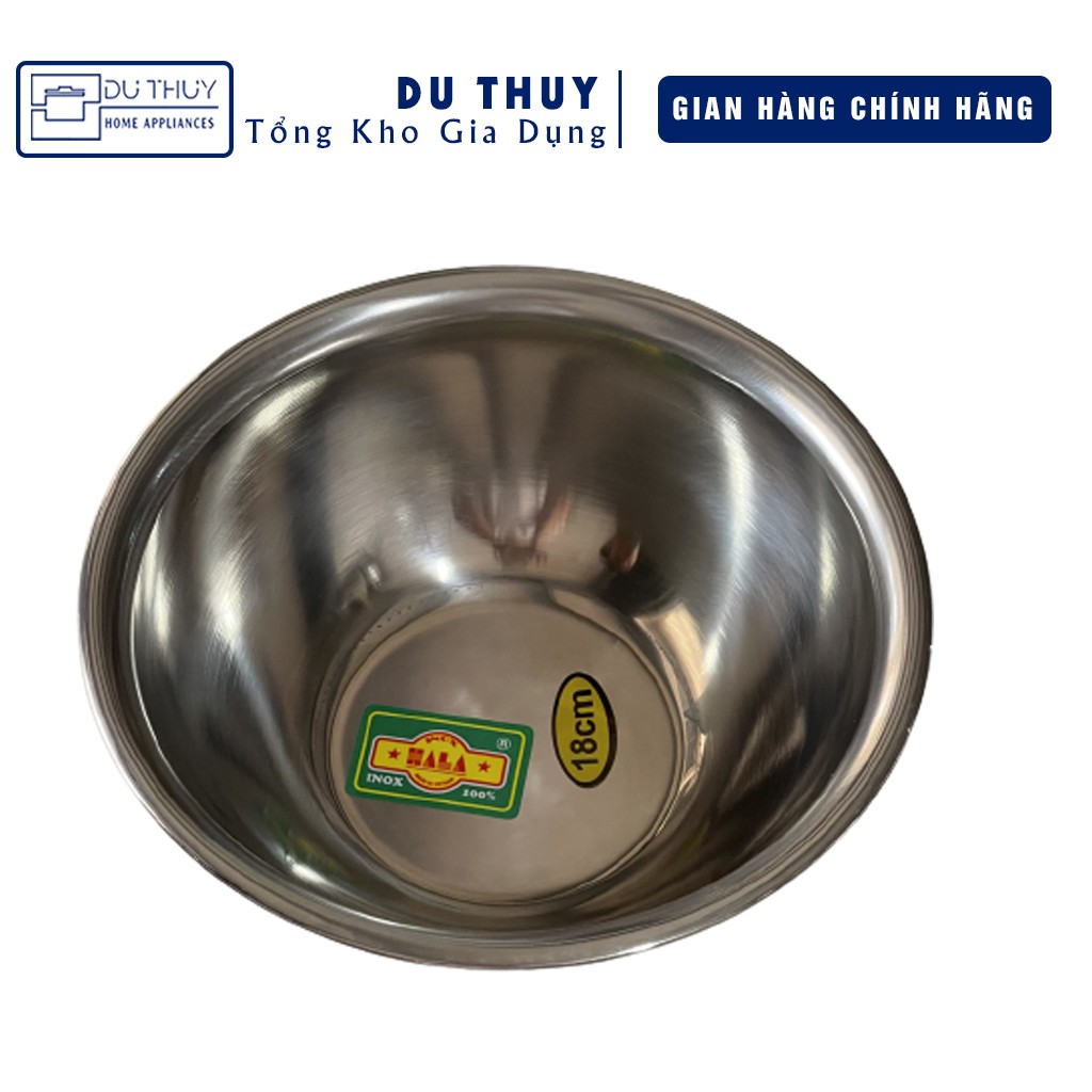 Thau inox lớn, dày, thương hiệu Hala, đường kính miệng 40- 56 cm, chất liệu inox bóng đẹp, bền bỉ của gia dụng Du Thủy