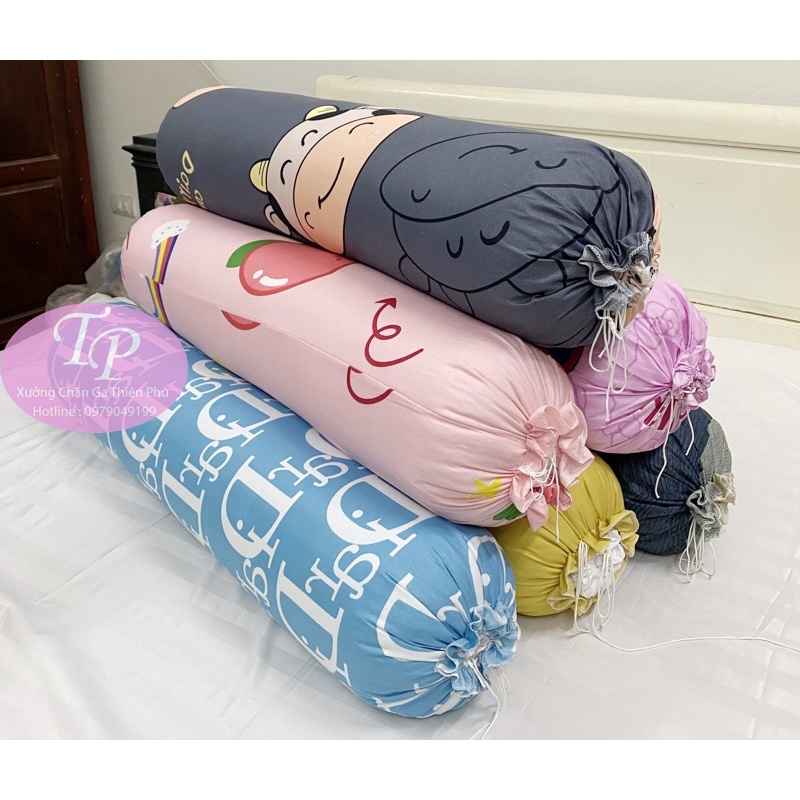 Vỏ + Ruột Gối Ôm Bông Hạt Cao Cấp Vỏ Cotton Poly - Kích Thước : 35cm x 100cm Được Chọn Mẫu