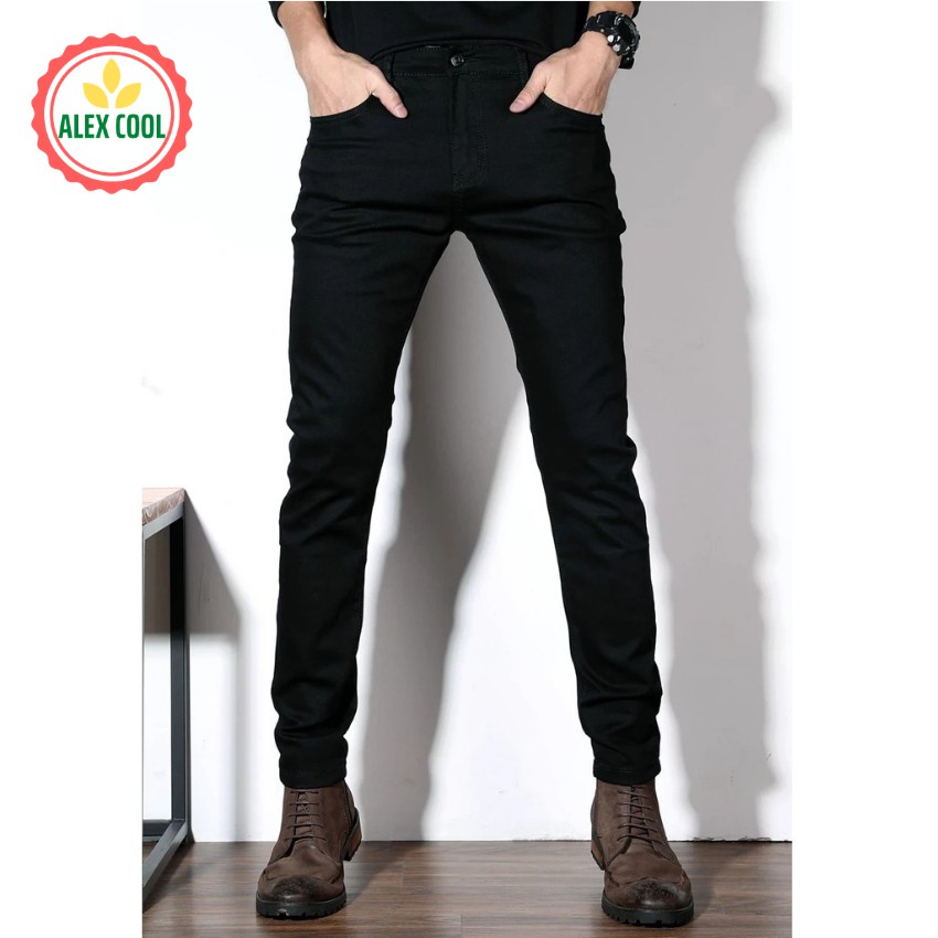 [ Free Ship ] Quần jean nam đen trơn chất kaki nhẹ ống côn cao cấp, phù hợp mùa hè, alex cool