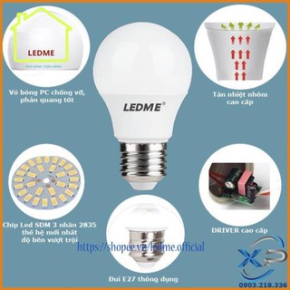 Bóng đèn Led Ledme 7W Tiêu chuẩn châu Âu Siêu sáng tiết kiệm  an toàn cho người và môi trường