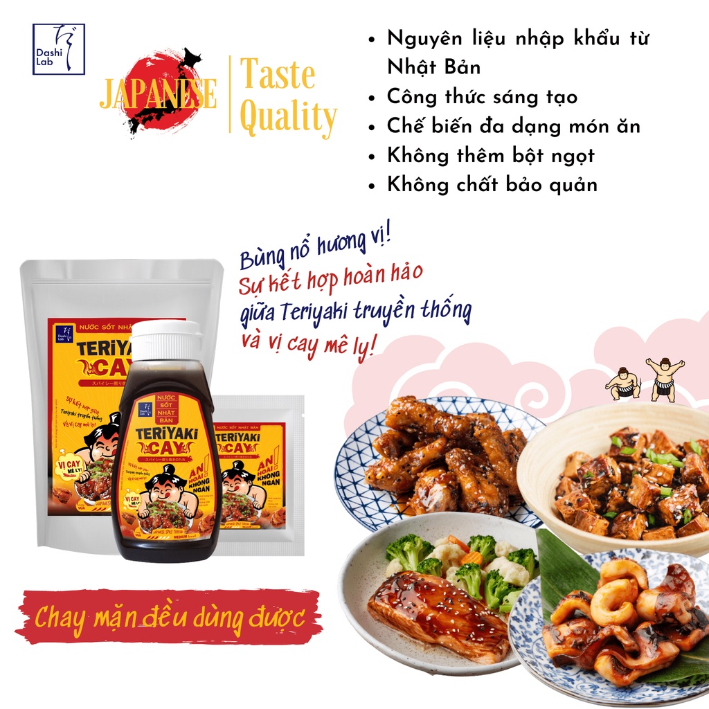 [MỚI] Nước sốt Nhật Bản Teriyaki Cay - Dashi Lab - 1kg/túi - chay mặn đều dùng được