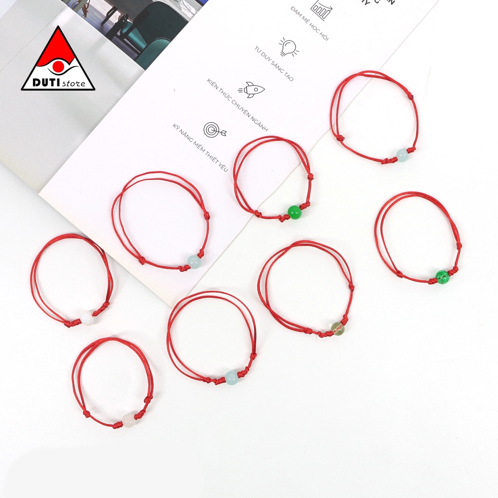 Vòng tay Sợi chỉ đỏ may mắn mix Hạt đá Handmade VNM007 DutiOS