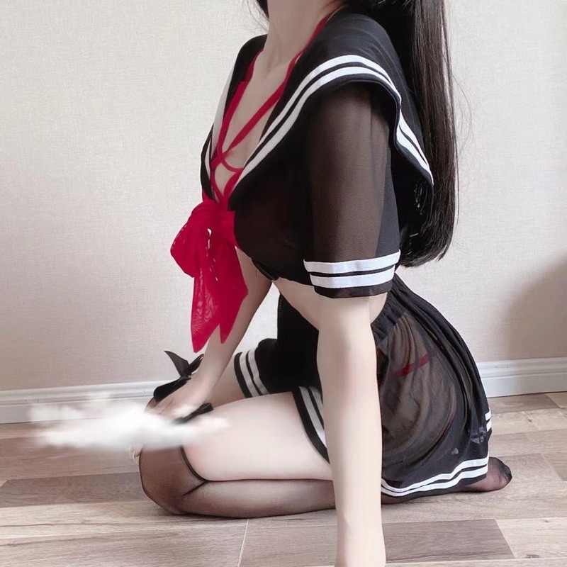 FULL set 4 chi tiết học sinh siêu Sexy- Kèm bra, chip đan dây