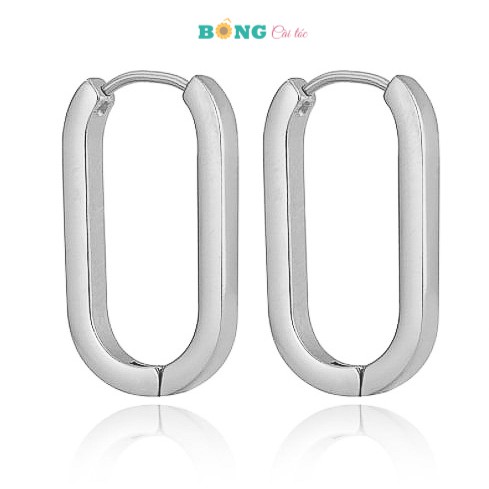 Bông tai titan unisex phong cách Hàn Quốc hình bầu dục, thép y tế không gỉ  BT30 - khuyên tai BÔNG Cài Tóc