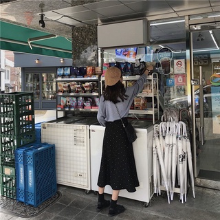 Xj-đầm Đuôi Cá Chấm Bi Nhỏ Dài Trung Bình Phong Cách Mới @ -