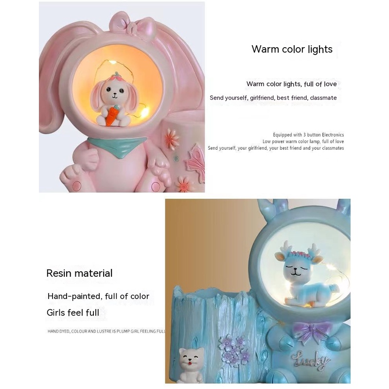 Ống Đựng Bút Bằng Nhựa Resin Hình Hổ / Thỏ Dễ Thương Sáng Tạo