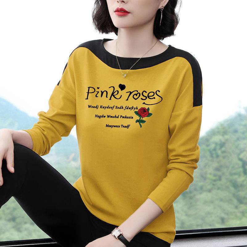 Áo thun tay dài cỡ lớn phong cách Hàn Quốc cho phụ nữ trung niên