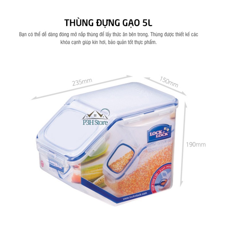 Thùng đựng gạo Lock&amp;Lock Special 5L HPL700 - 10Kg HPL510