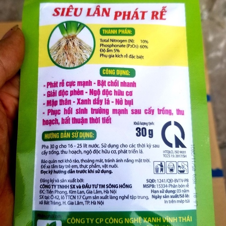 Phân bón Siêu lân 60+, Ra rễ cực mạnh, bật chồi, đẻ nhánh, nở bụi, khắc phục vàng lá sinh lý, nghẹt rễ
