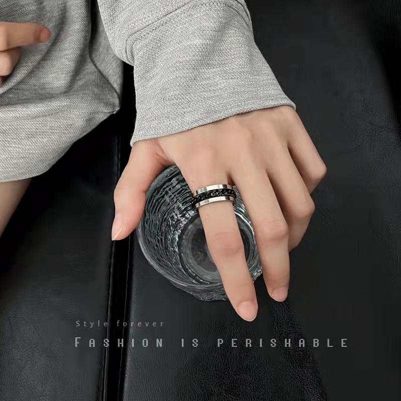 Nhẫn thép titan đánh bóng 6-12 thiết kế xoắn có thể xoay 8mm cho nam và nữ kiêm đồ khui chai rượu tiện lợi