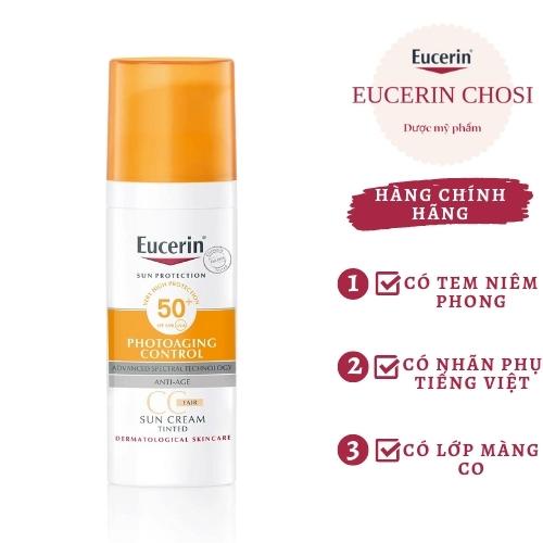 EUCERIN KEM CN TRANG ĐIỂM - SUN FACE TINTED CC CREAM SPF50+