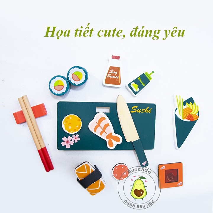 Bộ đồ chơi nấu ăn Sushi Nhật Bản bằng gỗ cao cấp