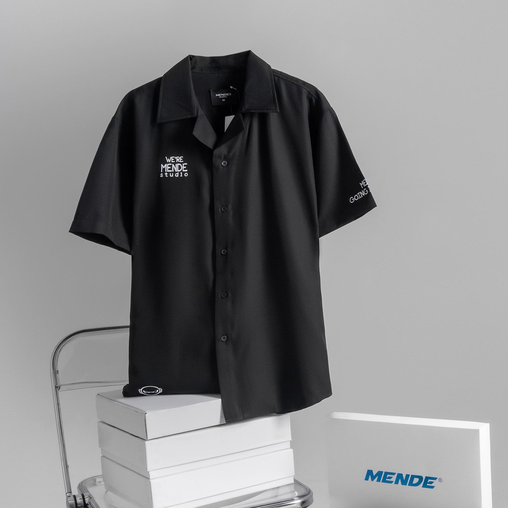 MENDE - W.O.T Shirt Đen - Áo Sơ Mi Nam Tay Ngắn