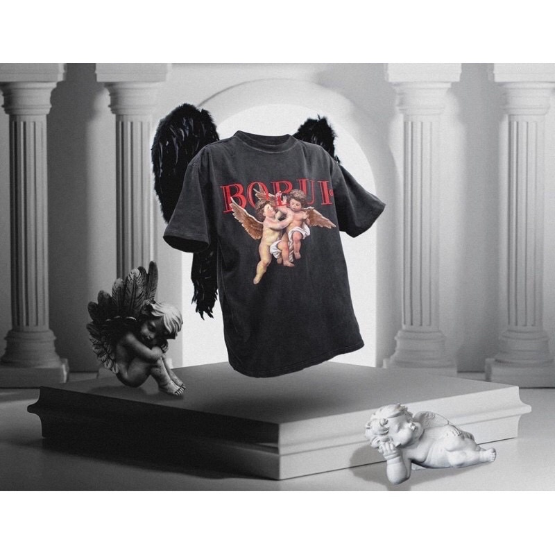 BOBUI 2ANGELS BOBUI LOGO/ WASHED BLACK