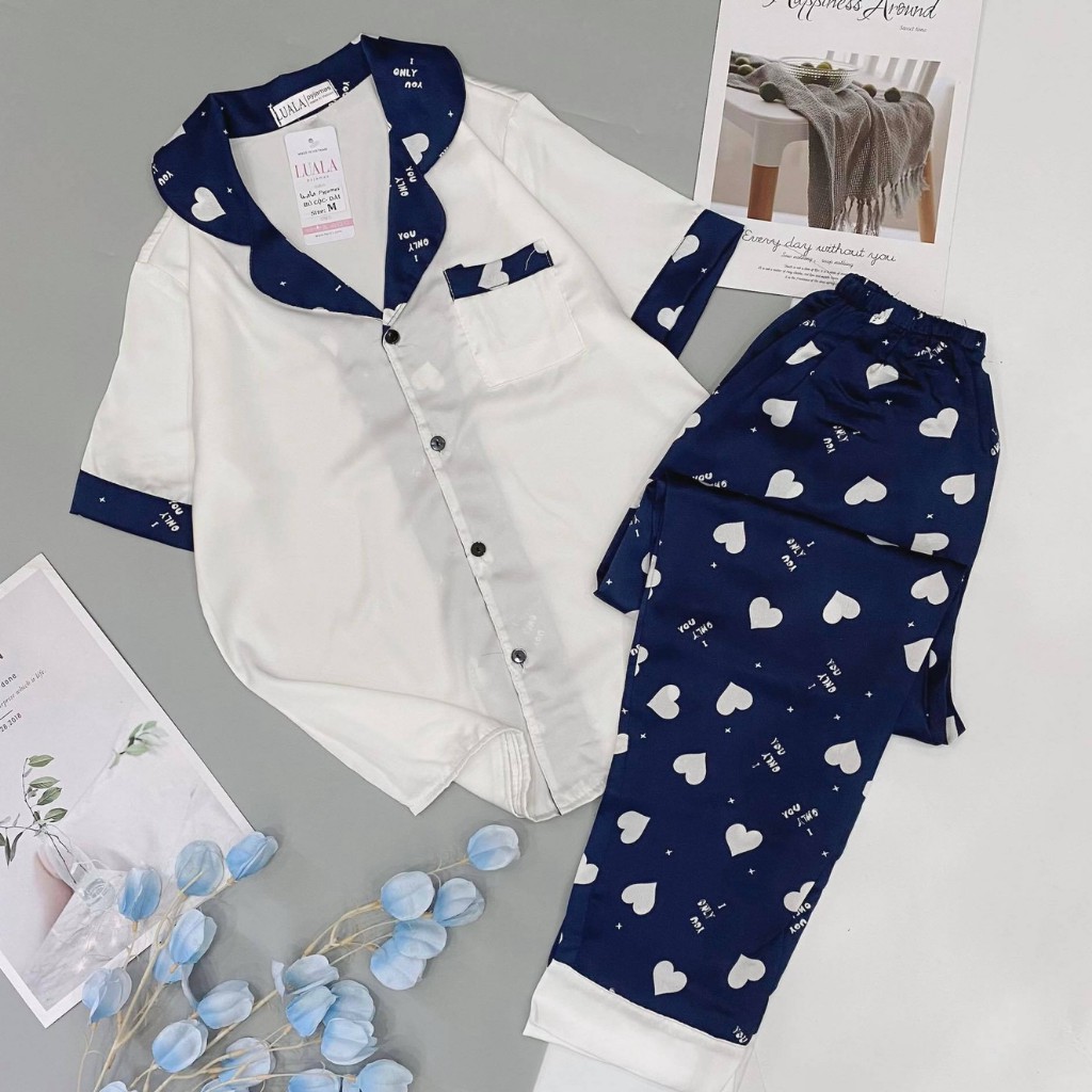 Đồ ngủ nữ hàn quốc, mặc ở nhà, chất liệu lụa latin mềm mịn, Sam luxury | BigBuy360 - bigbuy360.vn