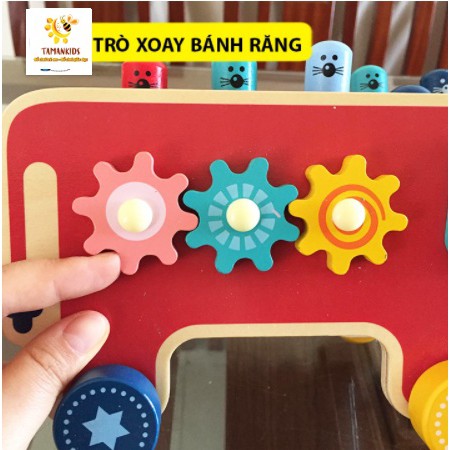 Đồ Chơi Đập Chuột Cho Bé Đập Chuột Gỗ Đa Năng Kết Hợp Xoay Bánh Răng Kèm Đàn Cho Bé