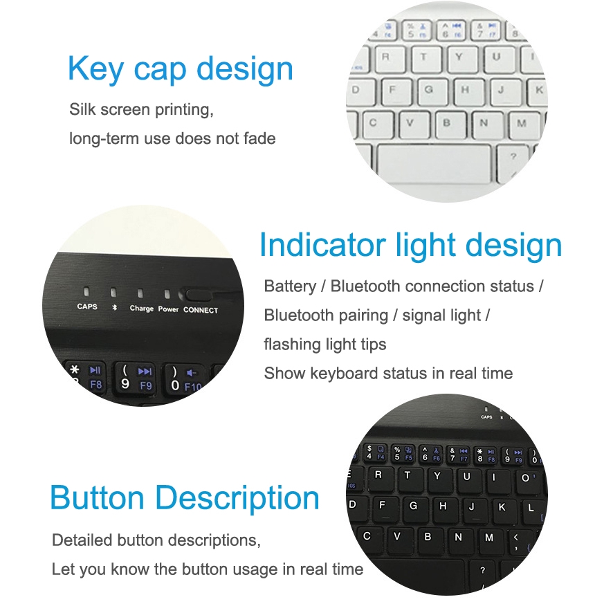 Bàn phím bluetooth không dây mini hỗ trợ ios android cho máy tính/máy tính bảng/điện thoại