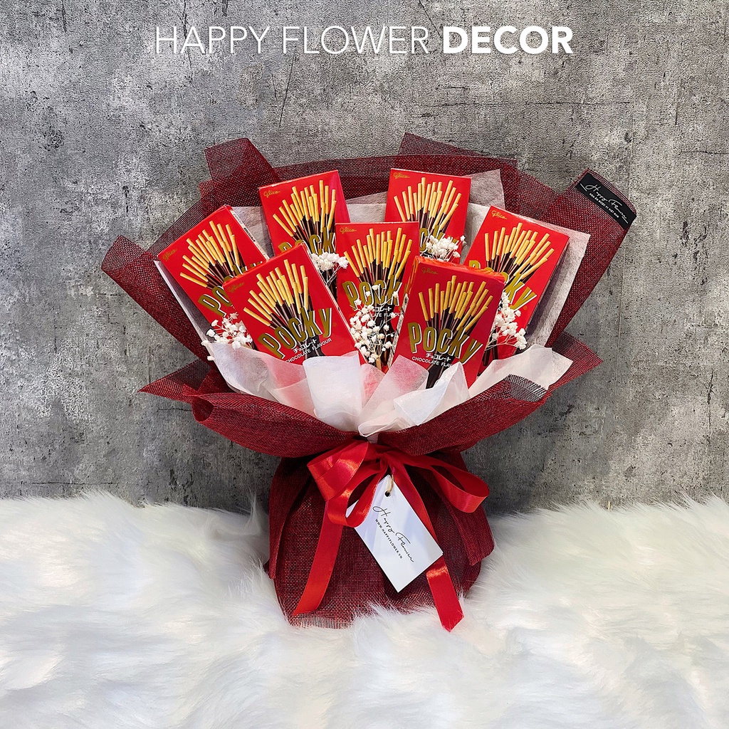 Bó hoa bánh Pocky làm quà tặng bạn gái, người yêu, quà sinh nhật - Happy Flower Decor