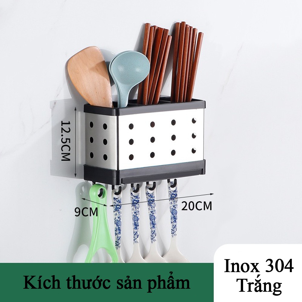 [Mã LIFEM1 giảm 50k đơn 99k] Ống Đựng Đũa Muỗng Inox 304 3 Ngăn SENNAI Có Khay Hứng Nước - Tặng Kèm Móc Treo Đồ Đa Năng