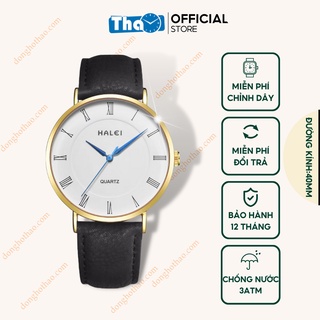 Đồng Hồ Nam Dây Da Halei Kim Xanh Số La Mã Cổ Điển Tinh Tế Huyền Thoại Đồng Hồ Thảo HH99 Halei 540