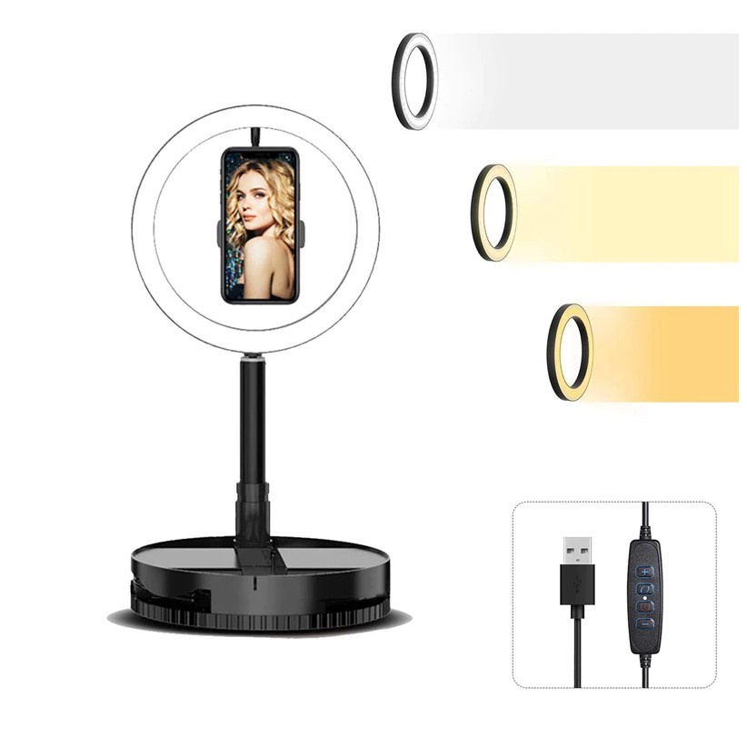 Đèn Livestream Size 26cm, Giá Đỡ Điện Thoại Live Stream, Bán Hàng Online, Make Up, Chụp Ảnh Studio, Gấp Gọn Thu Nhỏ