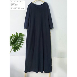 Đầm suông dáng dài, xanh đen, hiệu UNIQLO
