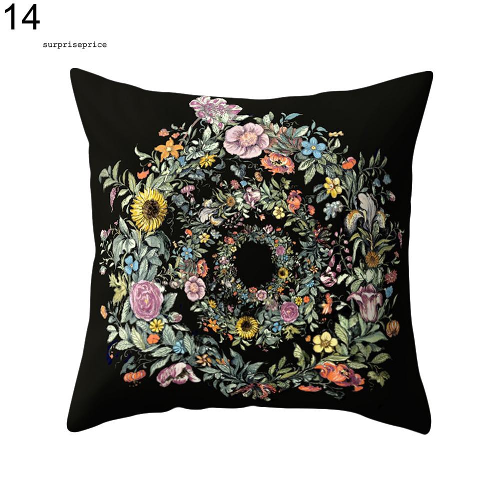 Vỏ gối sofa hình vuông in họa tiết hoa đẹp mắt