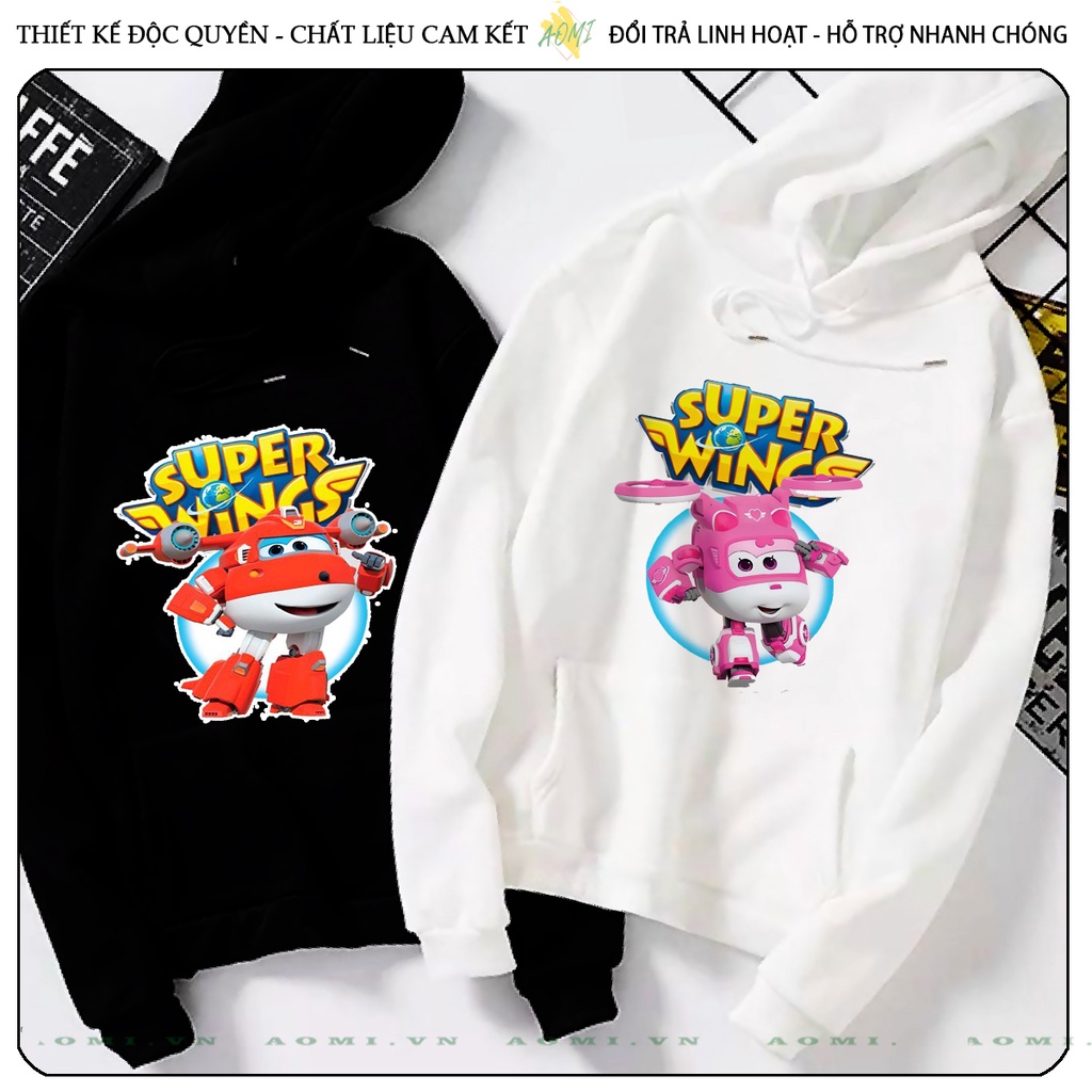 Áo khoác Nỉ Bông HOODIE đội bay supper wing tay dài da cá mũ trùm đầu unisex full size AOMIVN