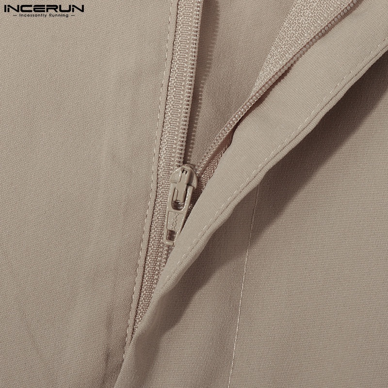 INCERUN Set Áo Lửng Sát Nách Và Quần Dài Ống Rộng Lưng Cao Dành Cho Nam