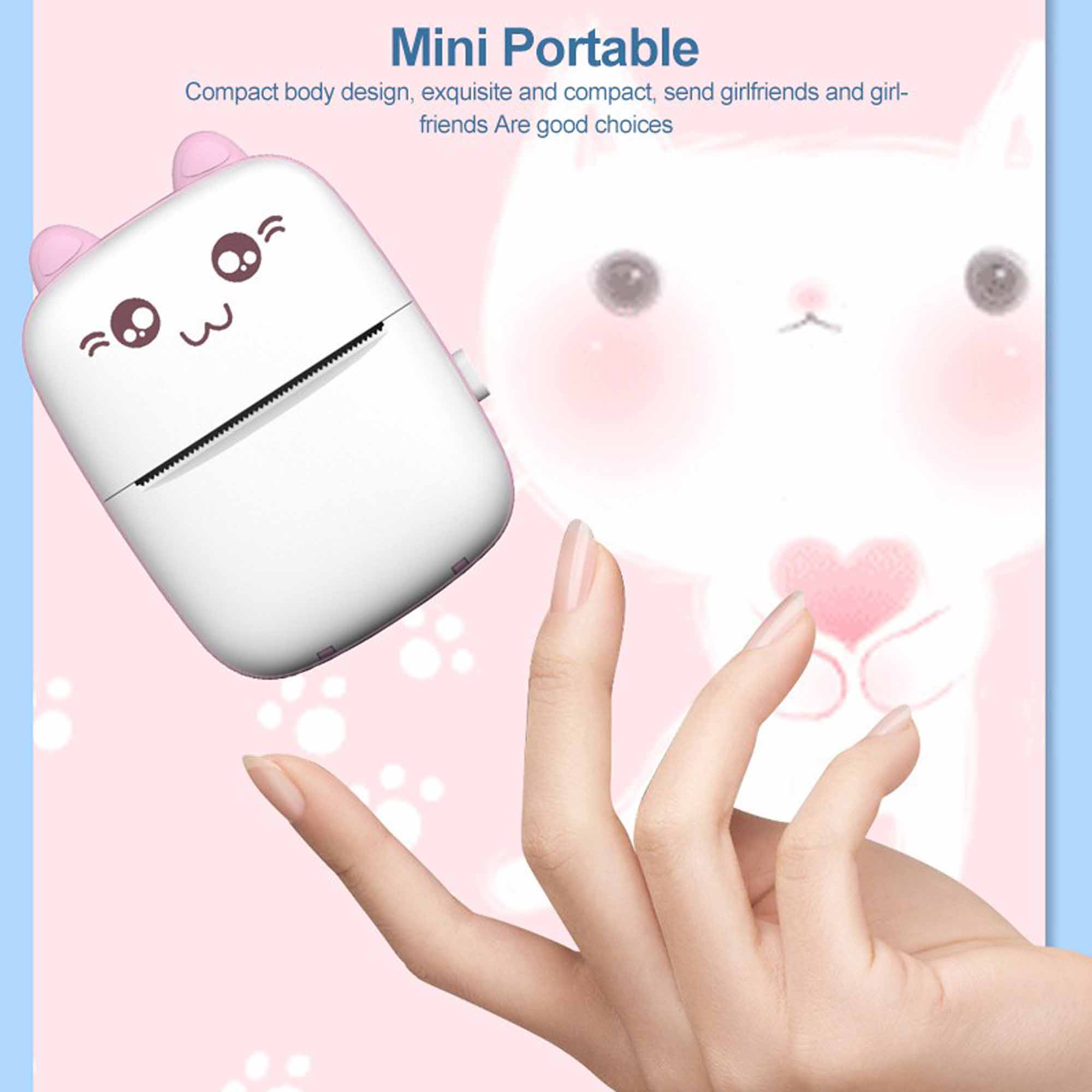 Máy in nhãn cầm tay Máy in ảnh nhãn dán nhiệt Mini Pocket Bluetooth Shopforgirl