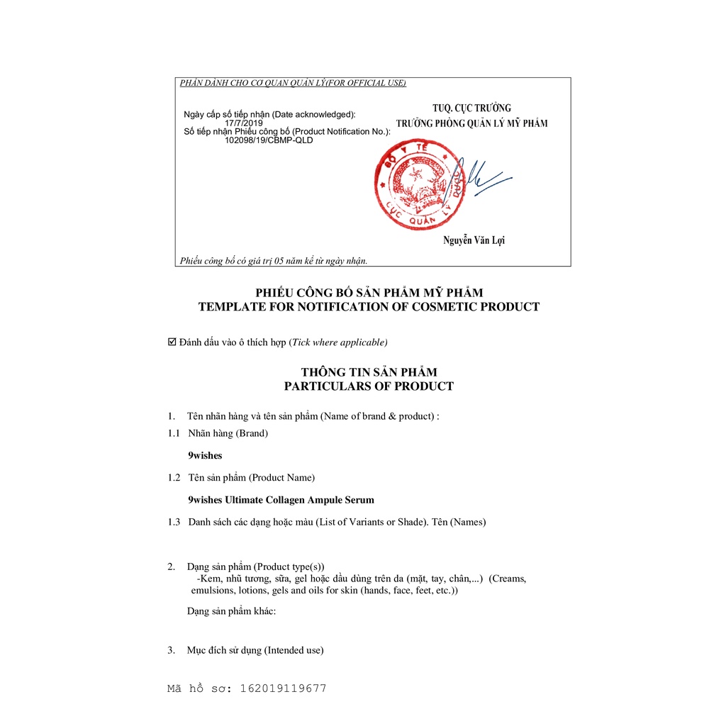 Tinh chất bổ sung collagen chống lão hóa da 9 Wishes Collagen Ampoule Serum 25ml