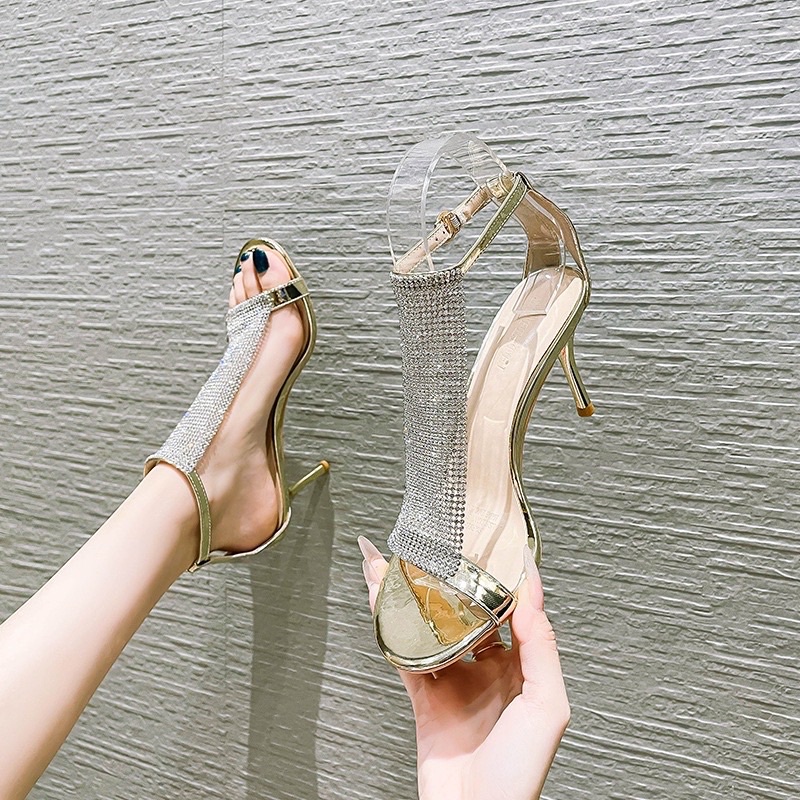 Giày gót sandan quảng châu xoàn bảng sáng lấp lánh cao 9cm da bóng siêu đẹp siêu hót.