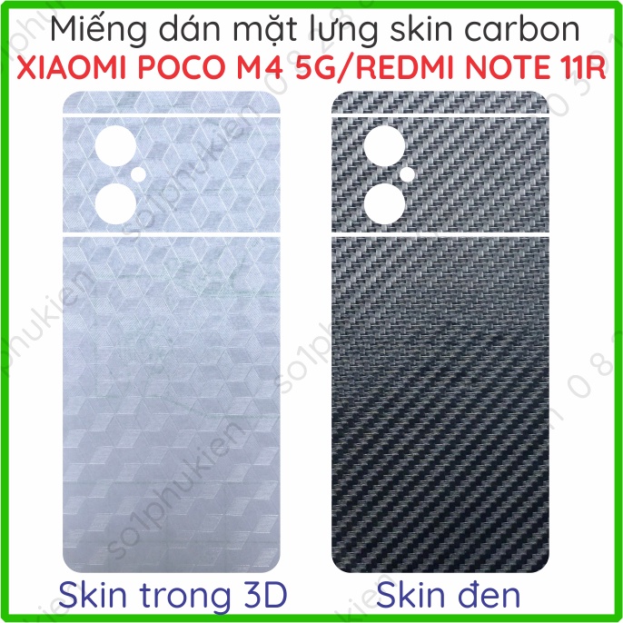 Miếng dán mặt lưng kèm cam skin carbon Xiaomi Poco M5 / M4 5G / Redmi Note 11R