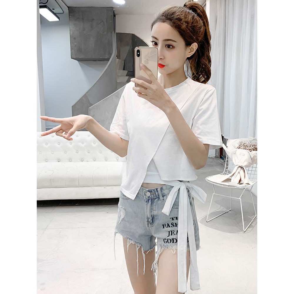 Áo Thun Nữ Croptop Thắt Nơ Độc Đáo, Cá Tính Hottrend Hè 2021