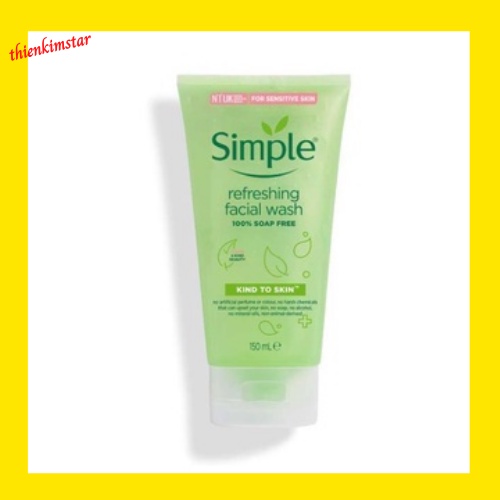 Sữa rửa mặt Simple Refreshing Facial Wash Gel cho Da Nhạy Cảm 150ml