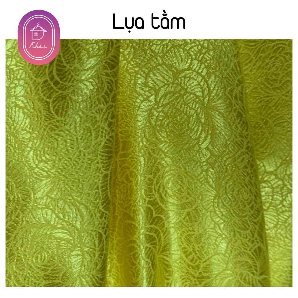 Vải lụa tằm hoa văn sang trọng màu trơn may áo, váy, đàm cực chất
