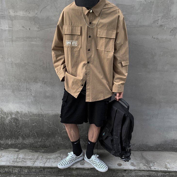 Áo Sơ Mi Tay Dài Form Rộng Unisex Đường Phố Dành Cho Cả Nam Và Nữ Với Vải Kaki Đẹp Dày Dặn