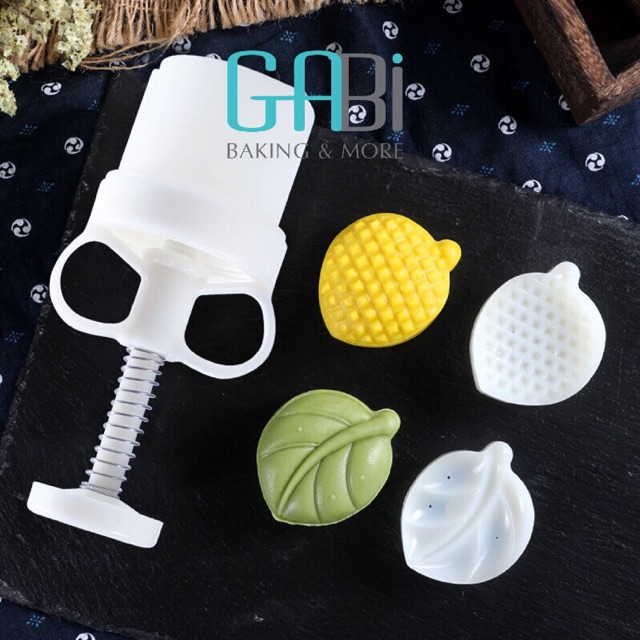 Khuôn trung thu lò xo 50g 2 mặt lá, quả chanh