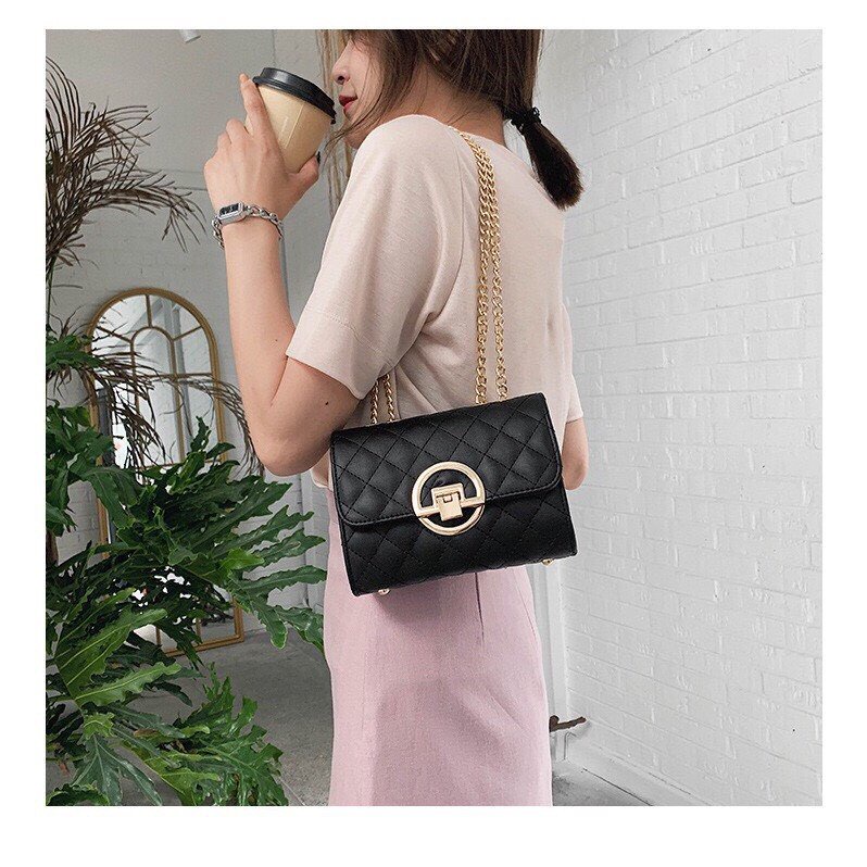 Túi Xách NữTặng QuàTúi Nữ Đẹp Đeo Chéo cỡ nhỏ phối dây xích thời trang thanh lịch nhẹ nhàng MÃ 5215